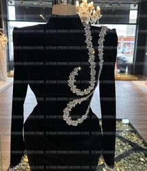 2025 Beads Tea-Length Evening Dresses Sexy Mermaid High Neck Party Long Sleeve Customized Prom Gowns Formal Muslim فساتين السهرة