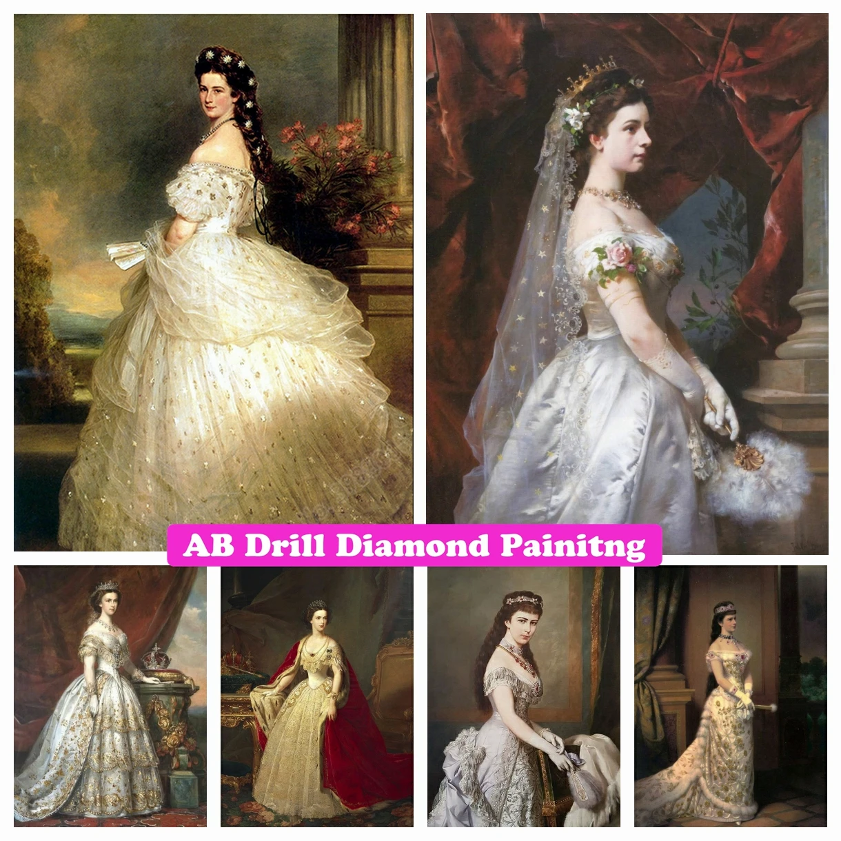 5D DIY AB Drills Diamond Painting Bavaria Princess Sissi Elisabeth Amalie Eugenie Cross Stitch Embroidery Mosaic Home Decor