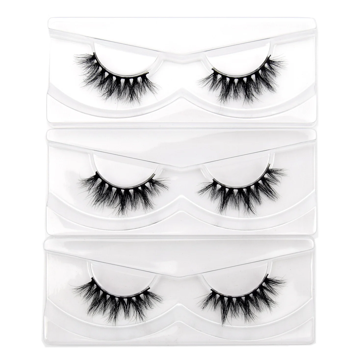 3 Pairs 3D Mink Eyelashes Make Up Natural Long False Cils Handmade Eyelashes Extension Crisscross Fake Eyelashes With Tray Mink