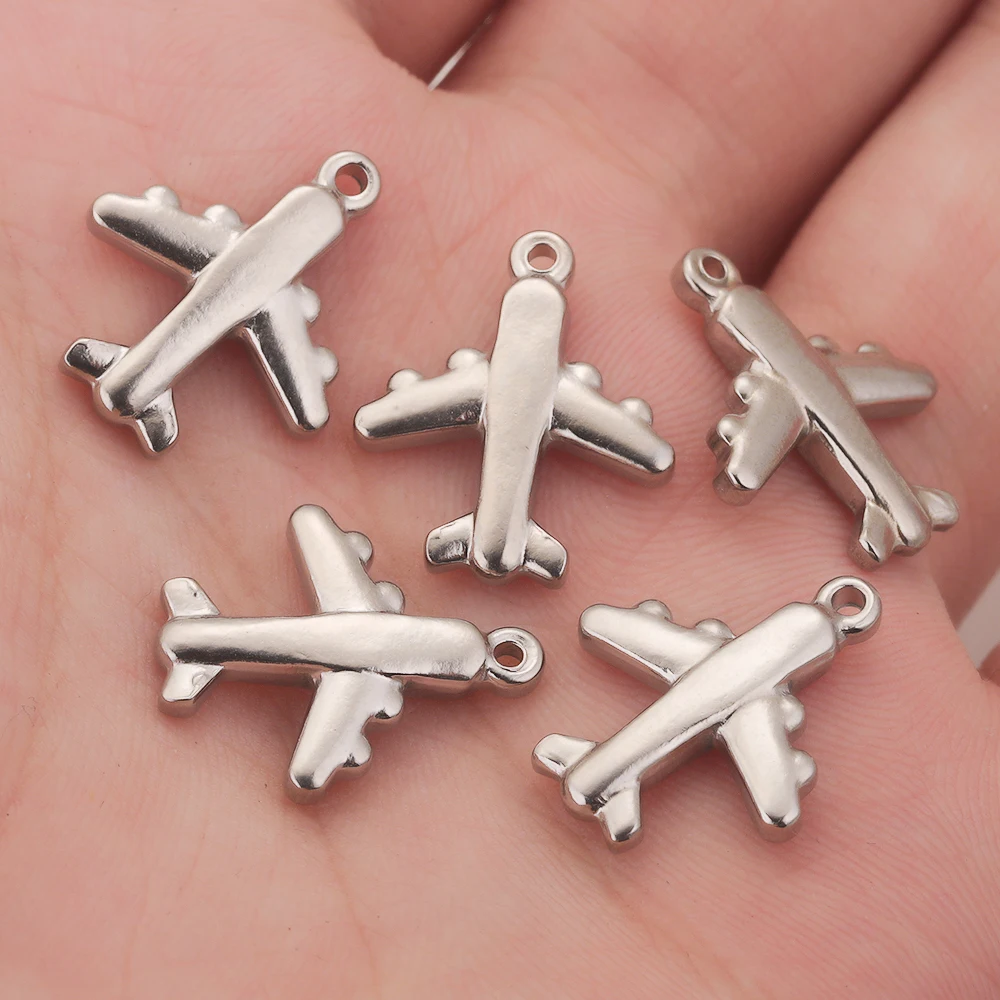 5pcs Stainless Steel High Quality Aircraft Connector Charm Pendants for DIY Bracelet Necklace Findings Jewelry Making Supplies