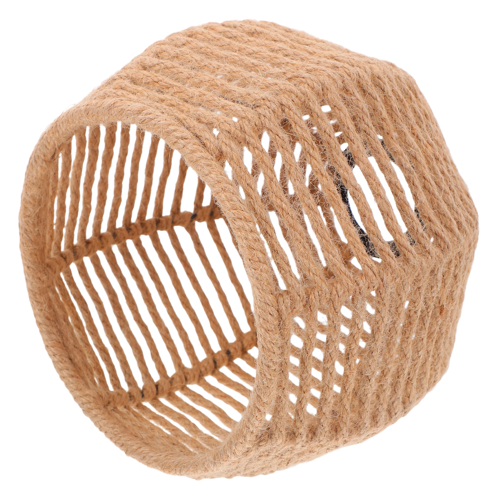 

Rustic Iron Jute Rope Lampshade Handwoven Pendant Light Cover Metal Ceiling Shade Vintage Atmosphere E27