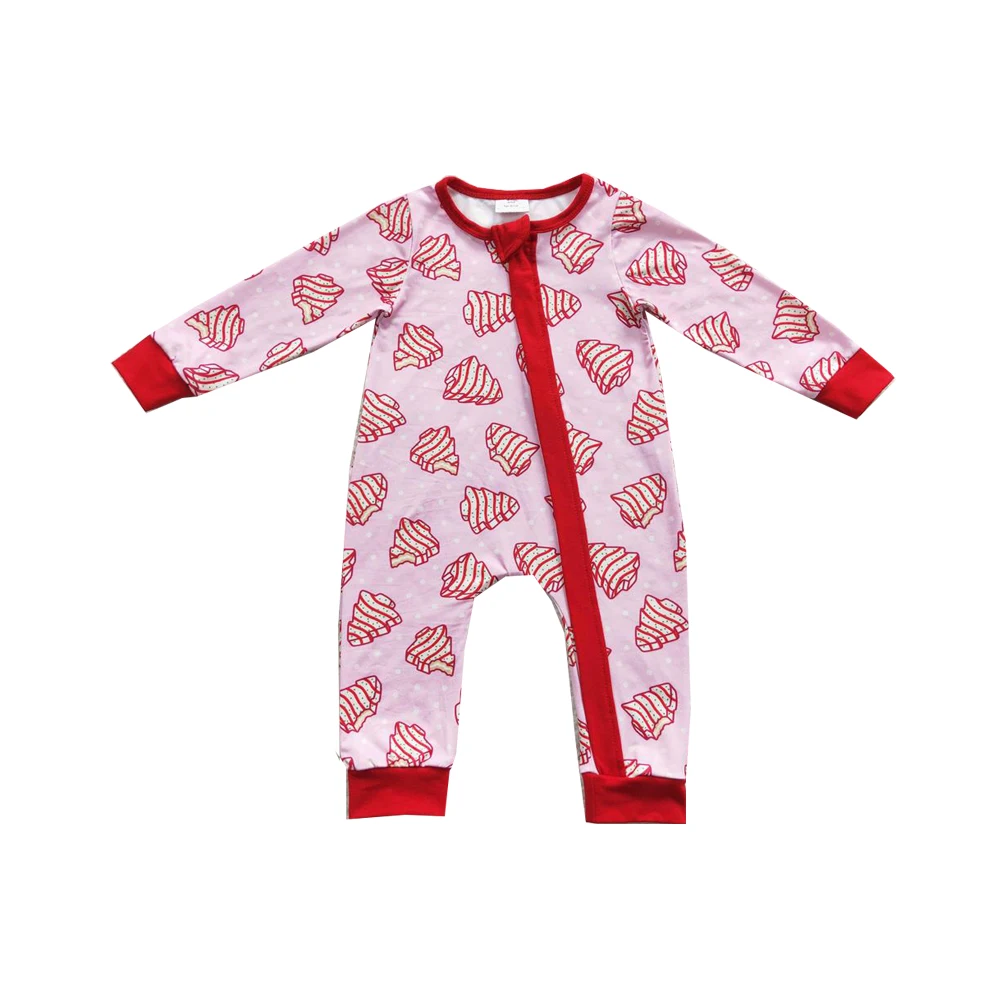 Toddler One-piece Kids Christmas Clothes Cake Tree Zipper Romper Matching Boy Girl Jumpsuit