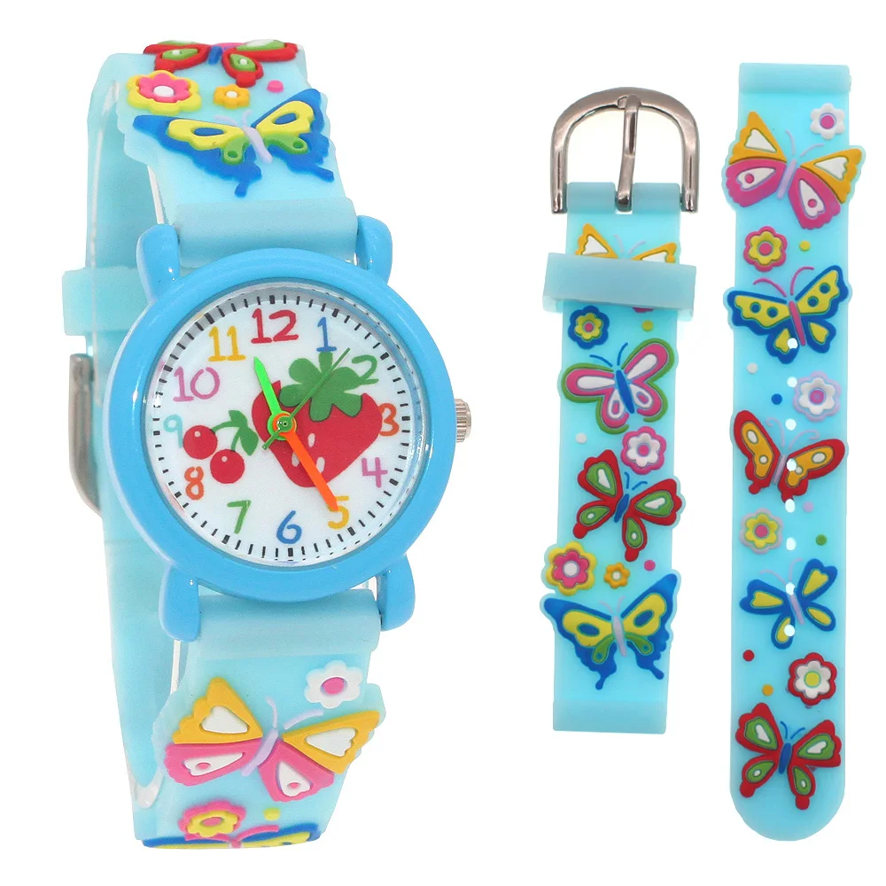 Jam tangan anak jam tangan anak-anak jam tangan kuarsa silikon 3D warna-warni untuk anak laki-laki dan perempuan hadiah Natal