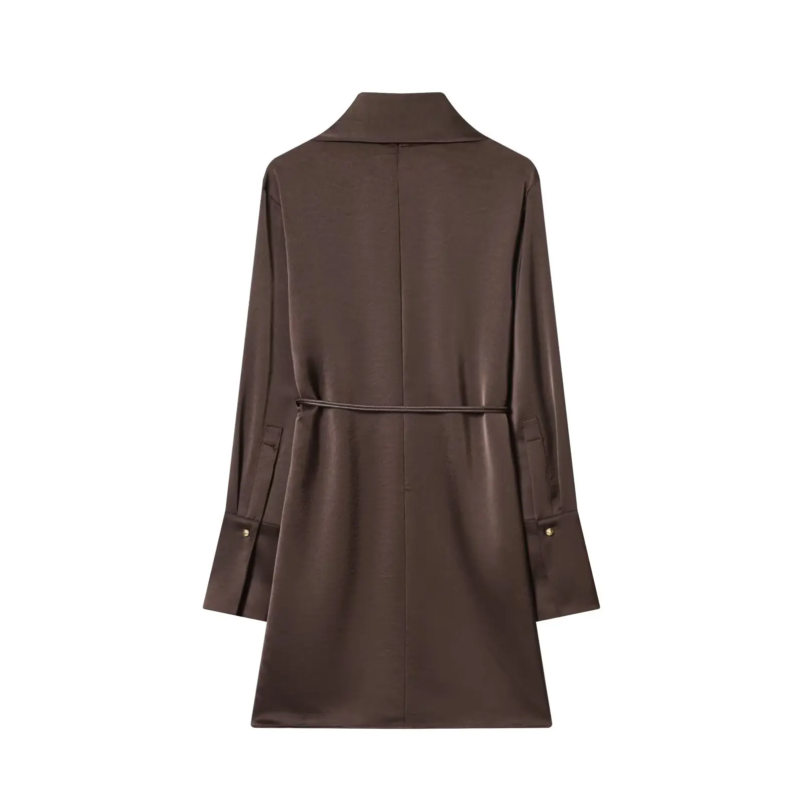 JNLEAOG automne nouveau femmes Satin ter Ne Dr avec Sa Long Sve coupe ajustée coupe droite décontracté couleur Pure Polyester