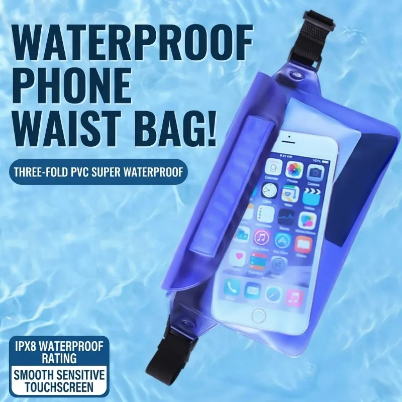Universal Waterproof Phone Pouch Diving Case Swimming Underwater Storage Sealing Bag Waterproof Waist Pack Swimming Beach Bag
