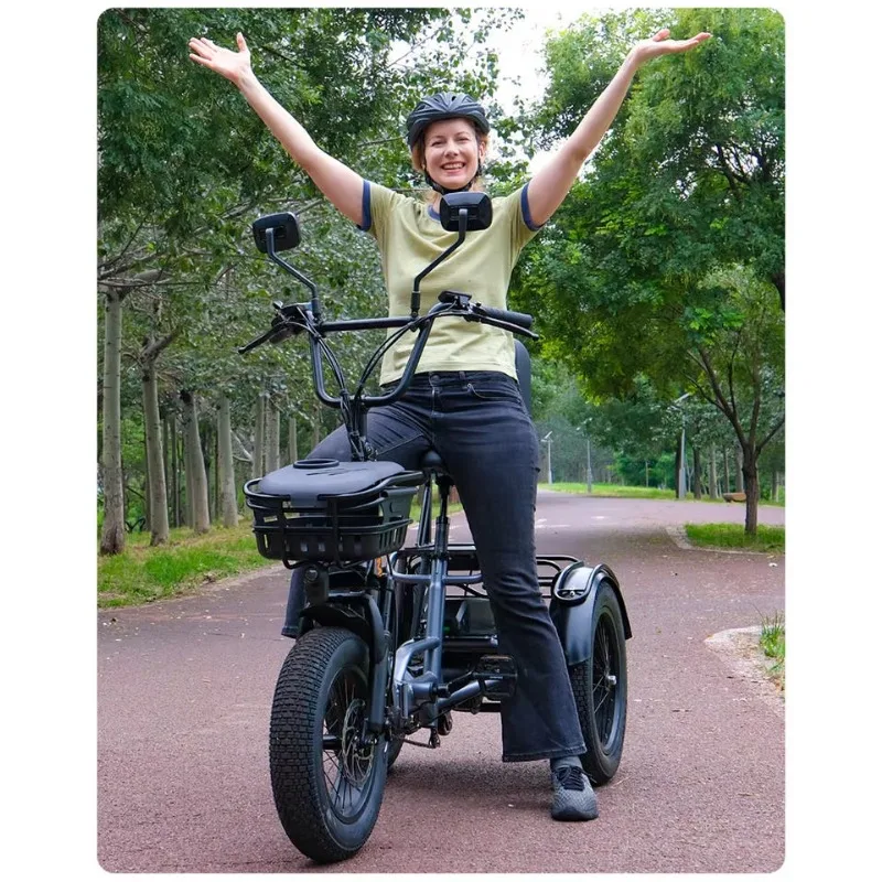 Inventory Wholesale Folding Electric Tricycle Open Electric Cargo Bicycle Adult