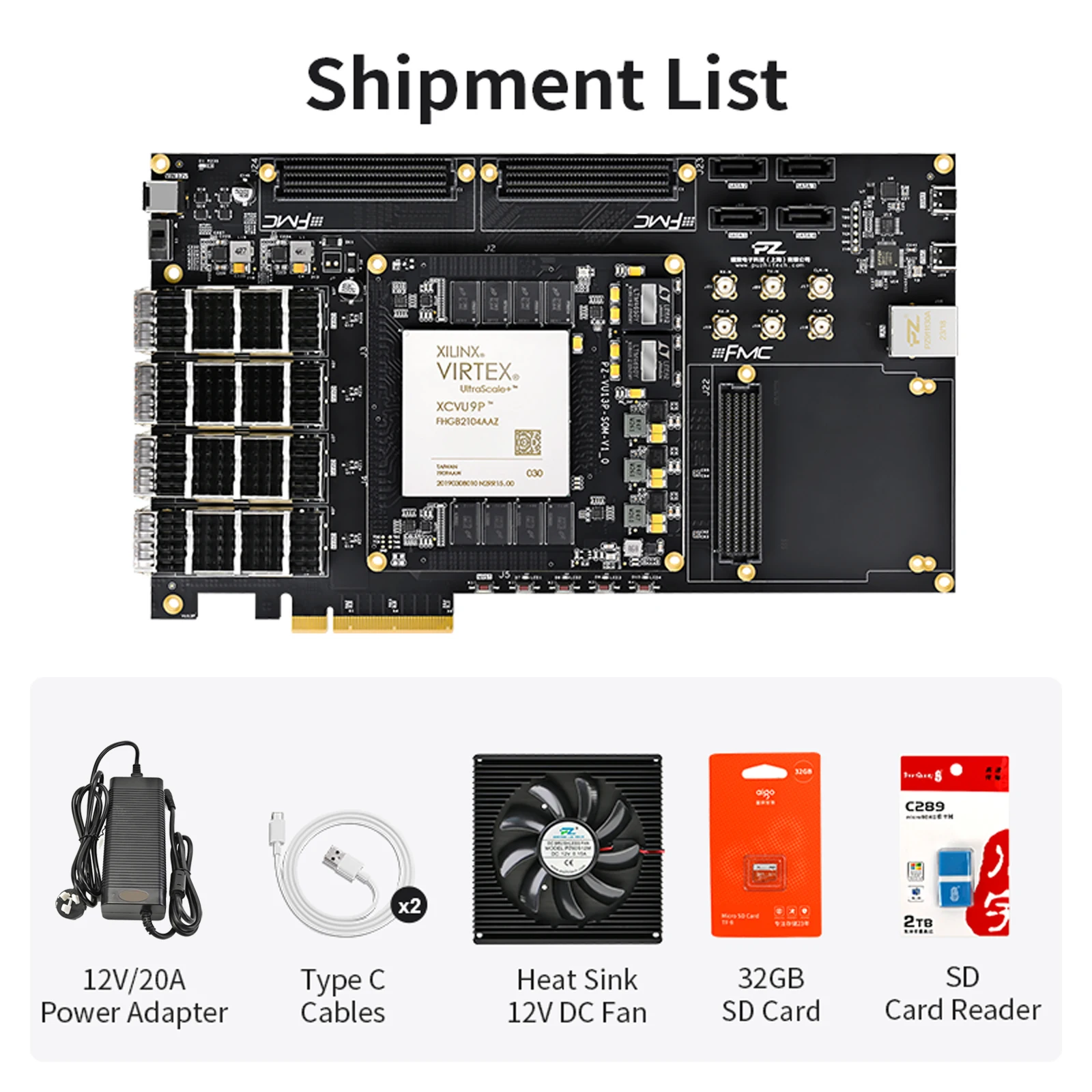 Puzhi VU9P VU13P FPGA Development Board Xilinx Virtex UltraScale+ XCVU9P XCVU13P FMC PCIE 100G QSFP28