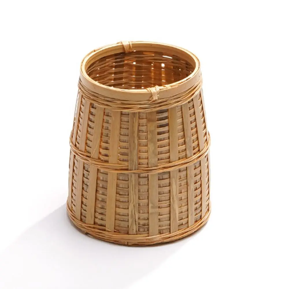 Handmade Hand-woven Bamboo Storage Basket Six Gentlemen Natural Pencil Holder Square Bottom Round Mouth Sundries Organizer Home