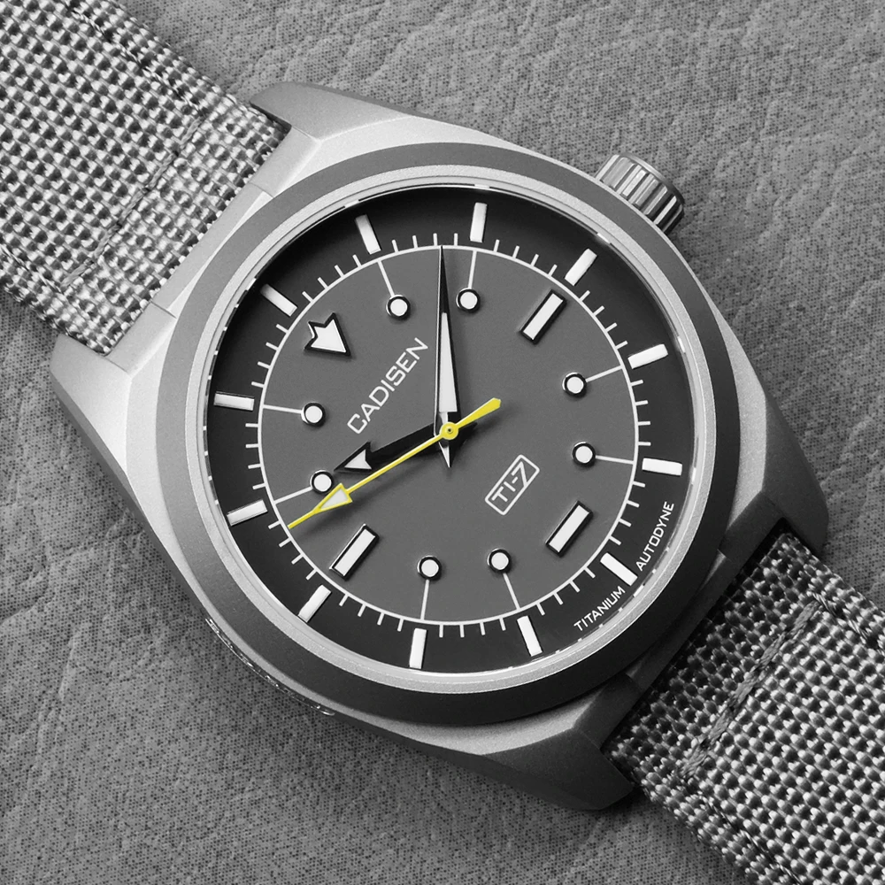 CADISEN TI-7 Autodyne Titanium Nouvelle montre mécanique pour homme Mouvement 8215 Verre saphir Étanche 10 ATM Calendrier Luxe