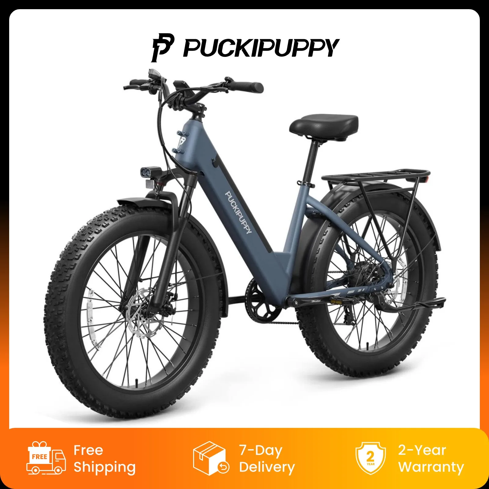 

PUCKIPUPPY Electric Bike for Adults 960W Peak 48V 15AH All Terrain 26" Fat Tire Front Suspension Electric Bicycle Commuter Ebike