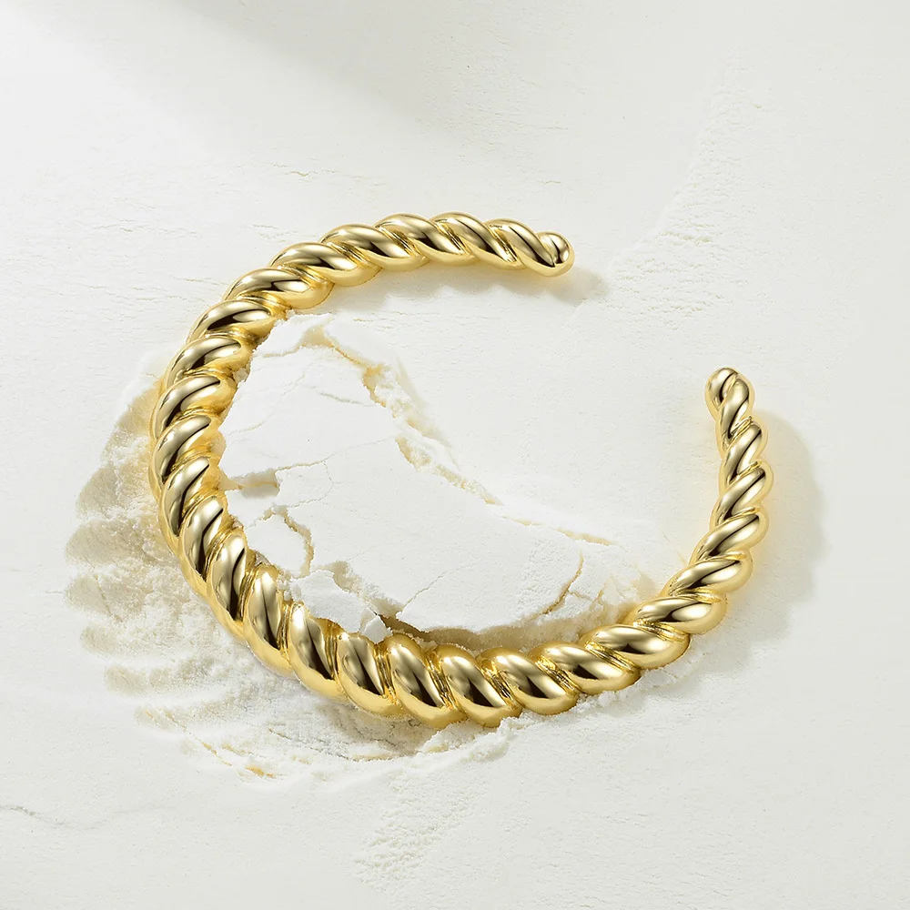 ENFASHION Twist Bracelet For Women Gold Color Cuff Bracelets Fashion Jewelry Bijoux Femme Bangles Friends Gifts BF182031