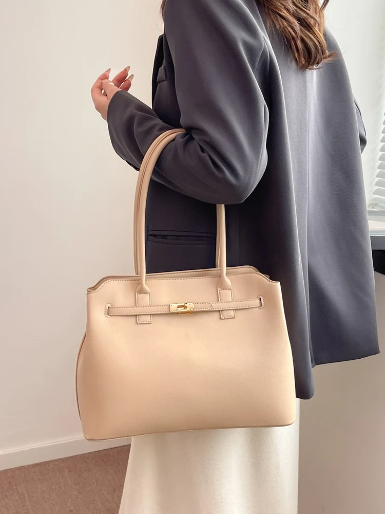 

Ele Large Capaci Women's Tote Bag Underarm Single oulder Bag Faionable Versatile Soft PU Leather Commuter Sle