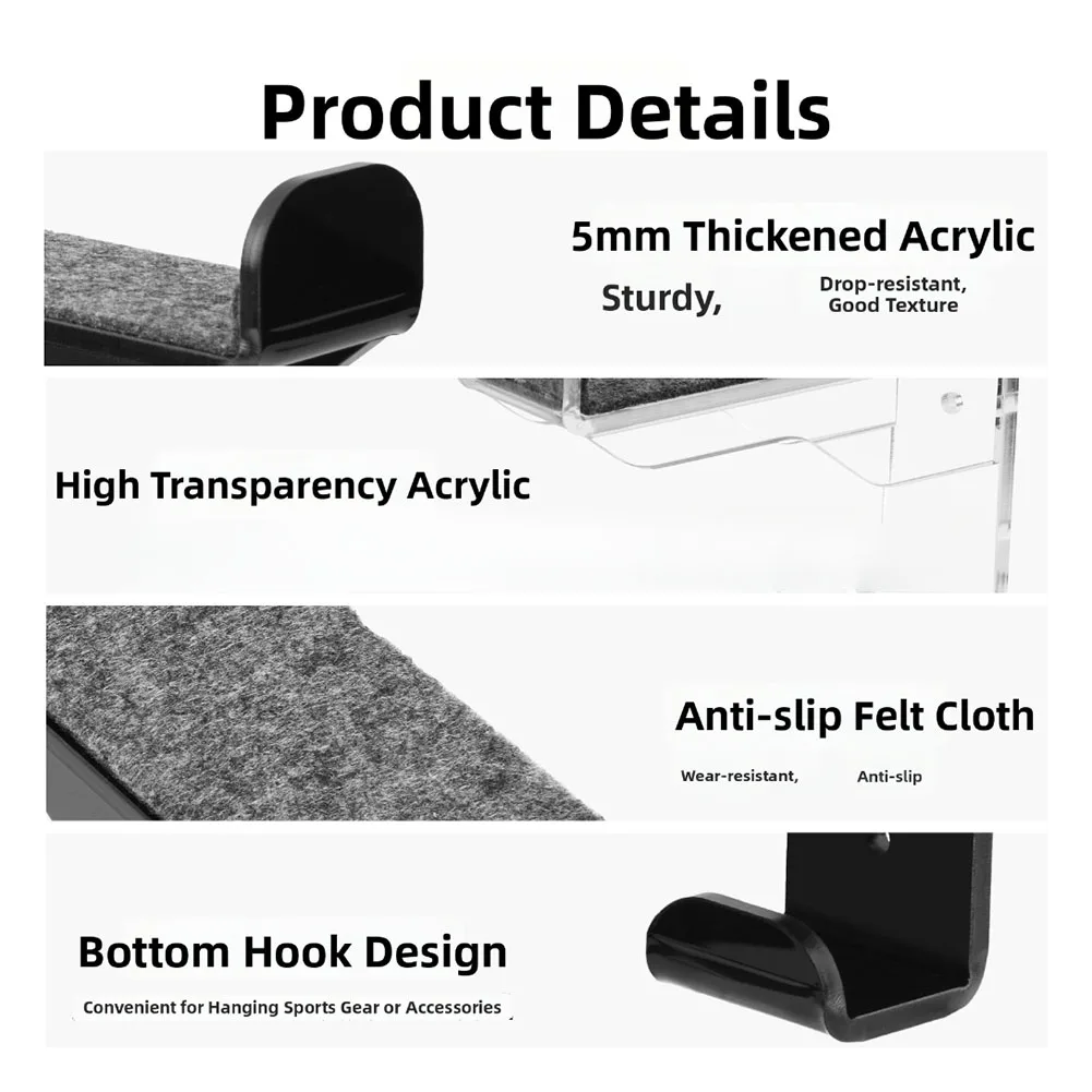 

Horizontal Holder Wall Mount Holder Sports Equipment Storage High Transparency Finish Bottom Hook Design For Snowboard