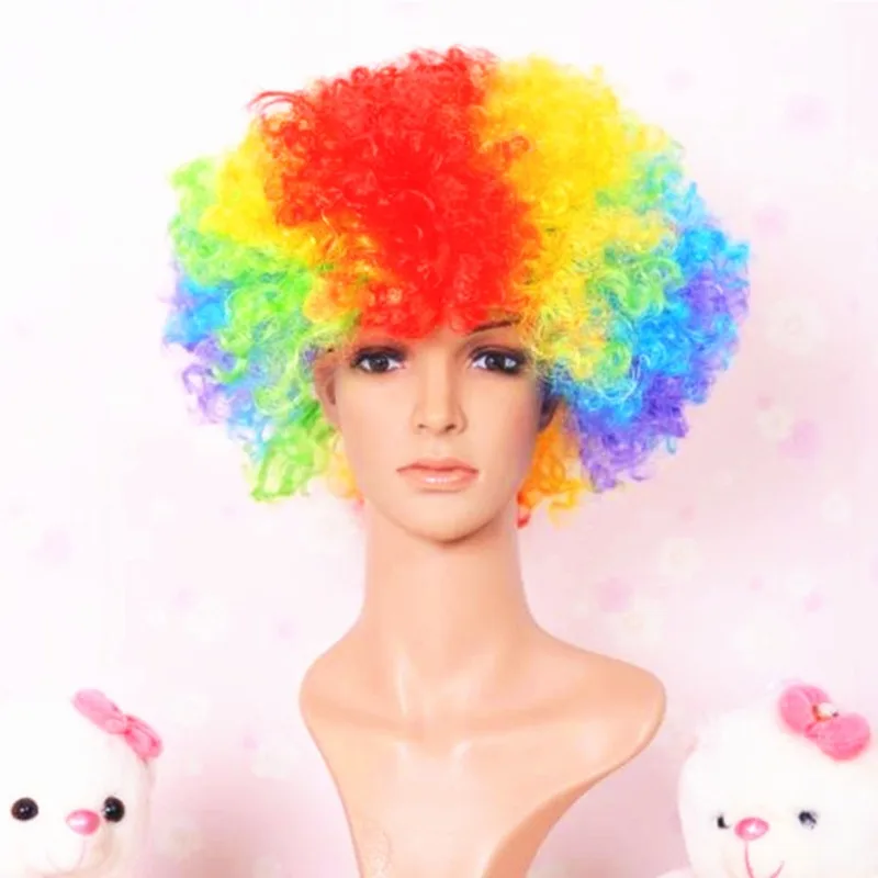 Perruque d'explosion colorée pour Costume d'halloween, accessoires de fête de Clown, perruque de déguisement de jour de noël pour hommes et femmes