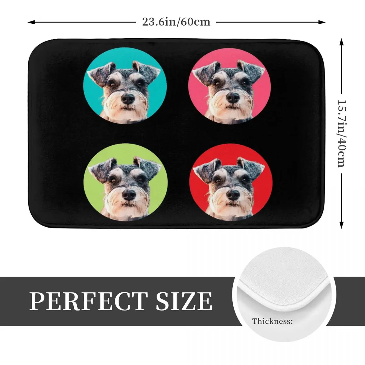 Cute Miniature Schnauzer Dog Color Doormat Anti-skid Super Absorbent Bath Mats Home Entrance Rugs Kitchen Bedroom Carpet Footpad