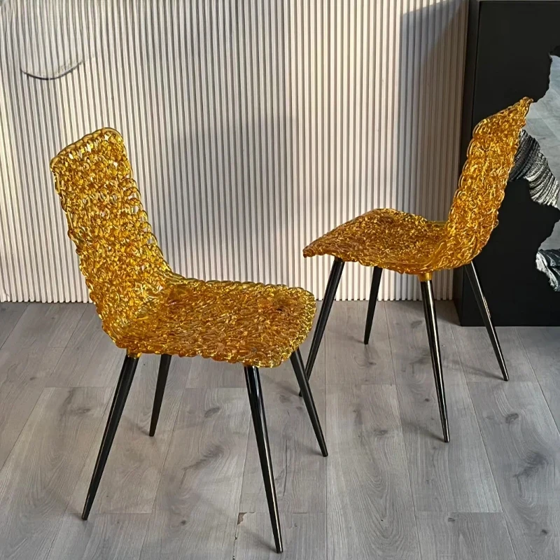 Creative Amber Fiber Optic Dining Chair Transparent Back Chair