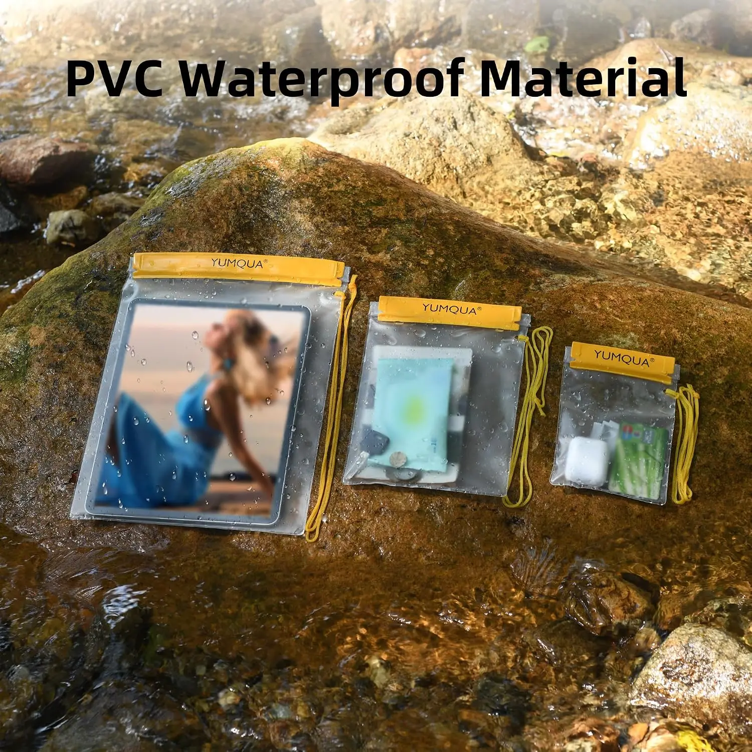 Waterproof Dry Bag 3 Pack - Clear Phone Pouch for Kayaking, Beach, Swimming, Boating, Passport Holder, Map Case, Small Medium Large view 3