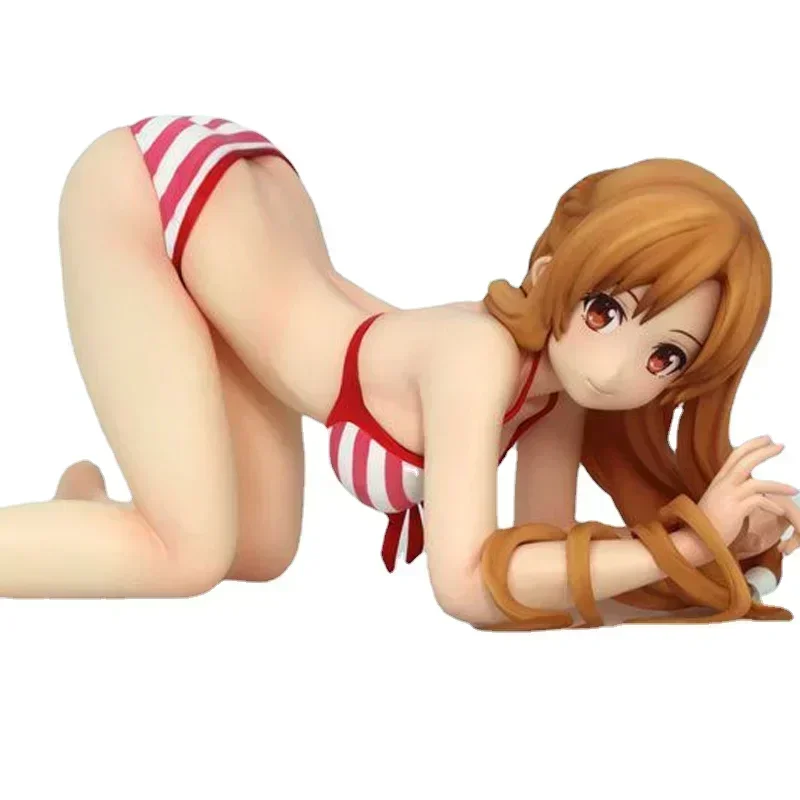 

New Sword Art Online Anime Figure Sexy Swimsuit Asuna Kneeling Model Mobile Phone Holder Car Decoration Aldult Model Toys Gift