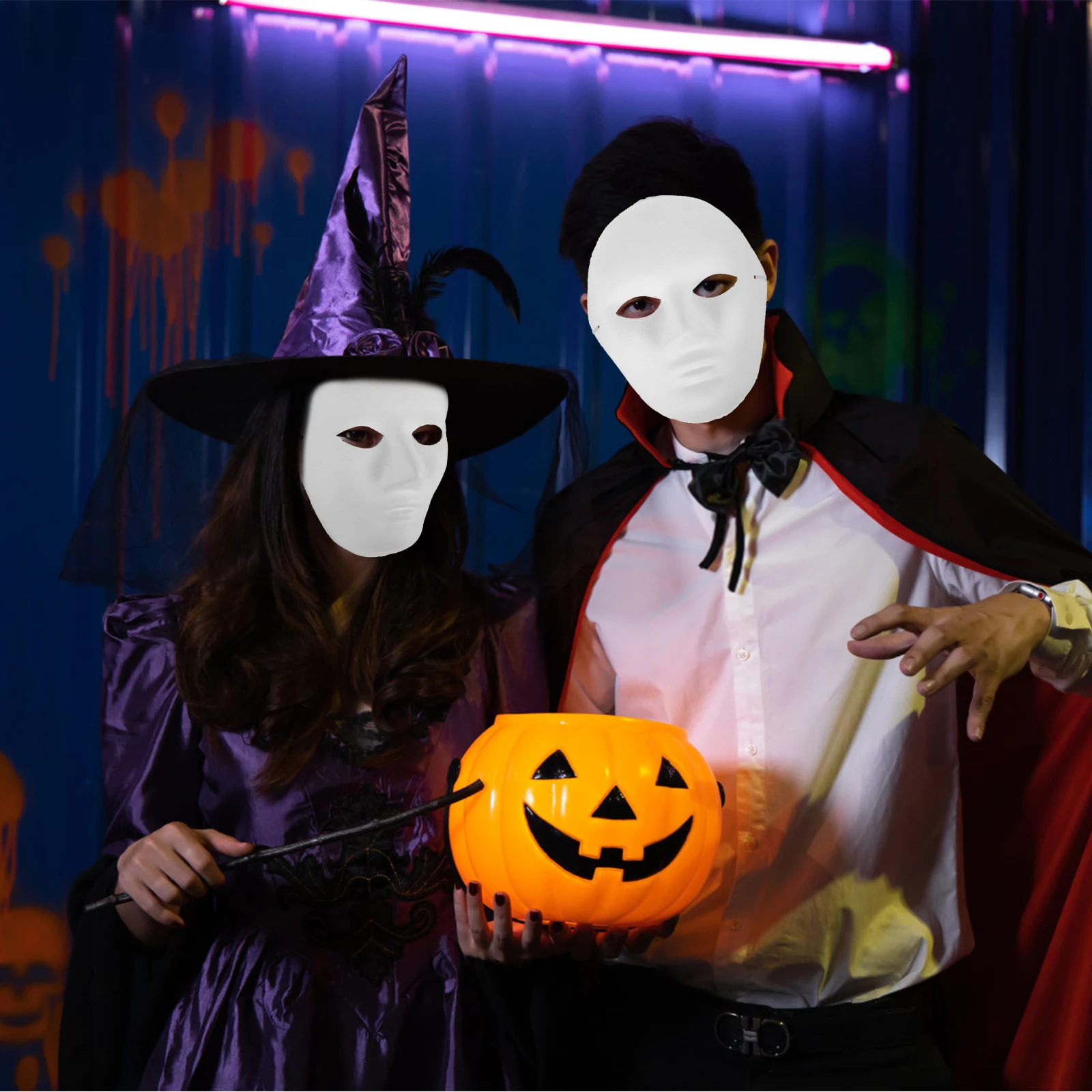 

Full Face Hand Painted Halloween Costume Blank White for Men BoysDesign Eco Friendly Paper Pulp Halloween Party Mask Costume