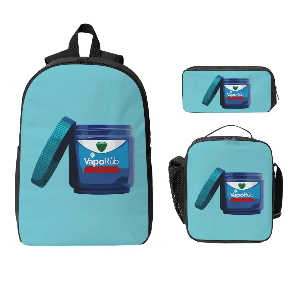 

Vaporub Backpack Student BookBag School Bag Computer Shoulder Bags 3ps Insulated Lunch Bag Pencil Case