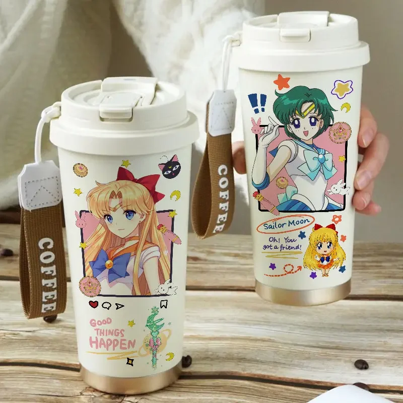 เซเลอร์มูนญี่ปุ่นฉนวนถ้วยกาแฟนักเรียนหญิงน่ารักถ้วยน้ํา 316 liner เซรามิคอะนิเมะถ้วยน้ําของขวัญวันเกิด