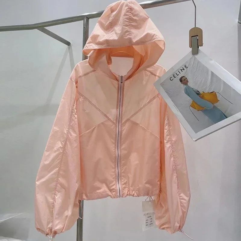 Breathable Sunscreen Coat Women 2026 New Summer Hooded Sun-Protective Clothing Jacket Ladies Temperament Cardigan Frivolous Tops