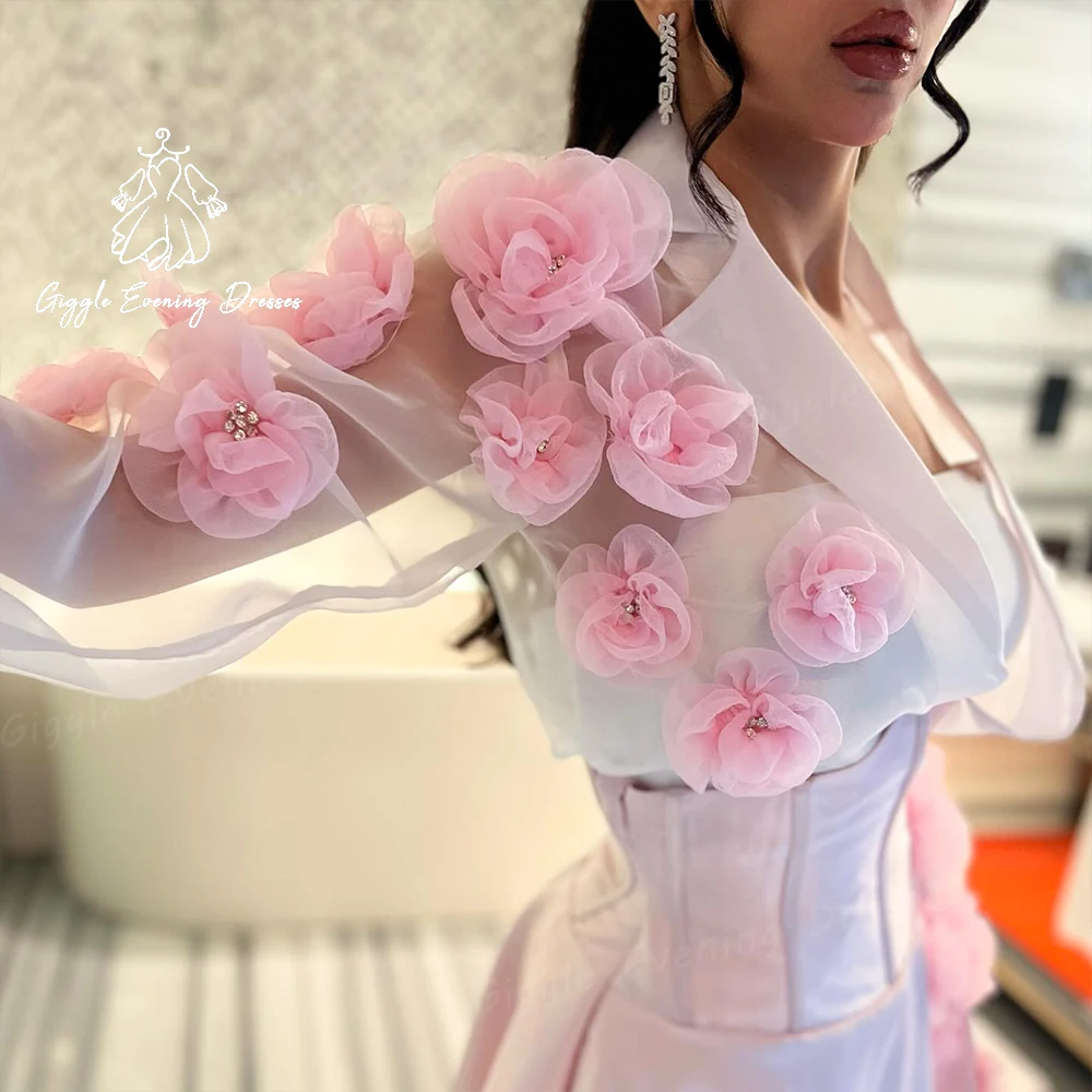 Giggle Homecoming season Tulle sleeve Satin Party formal gown Luxury Flowers A-Line saudi evening dresses women elegant 2024