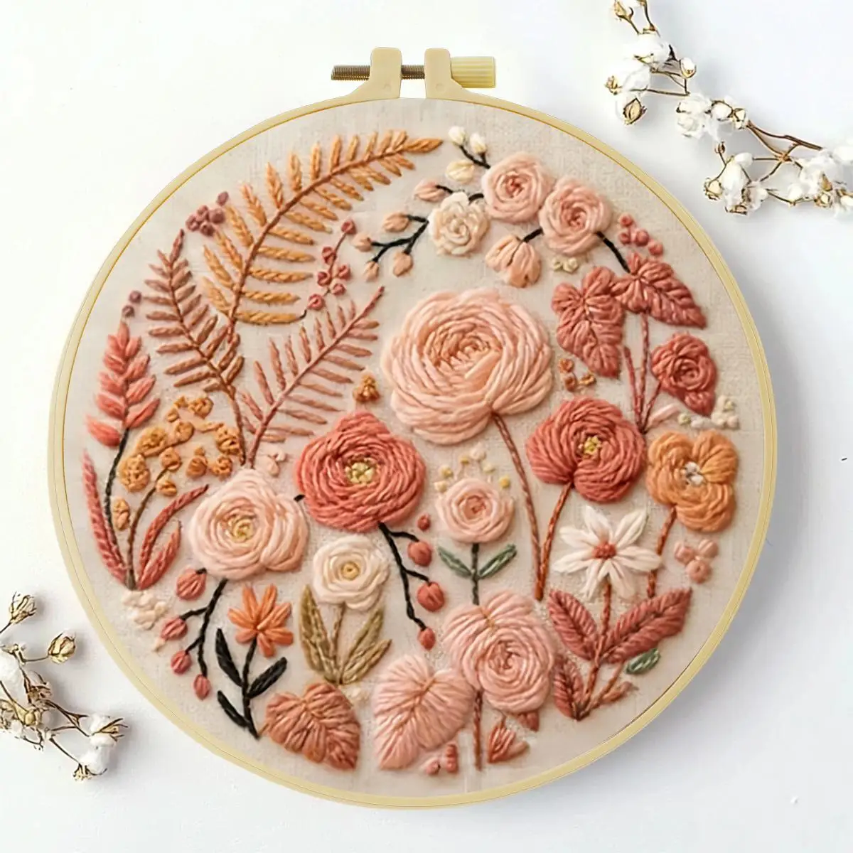 1 Stück 20X20CM/15X15CM 7,87/6,3 Zoll Blumen-Stickerei-Starter-Kit DIY-Kit DIY-Stickerei-Set Handarbeiten Nähkunst Malerei – Detail 2