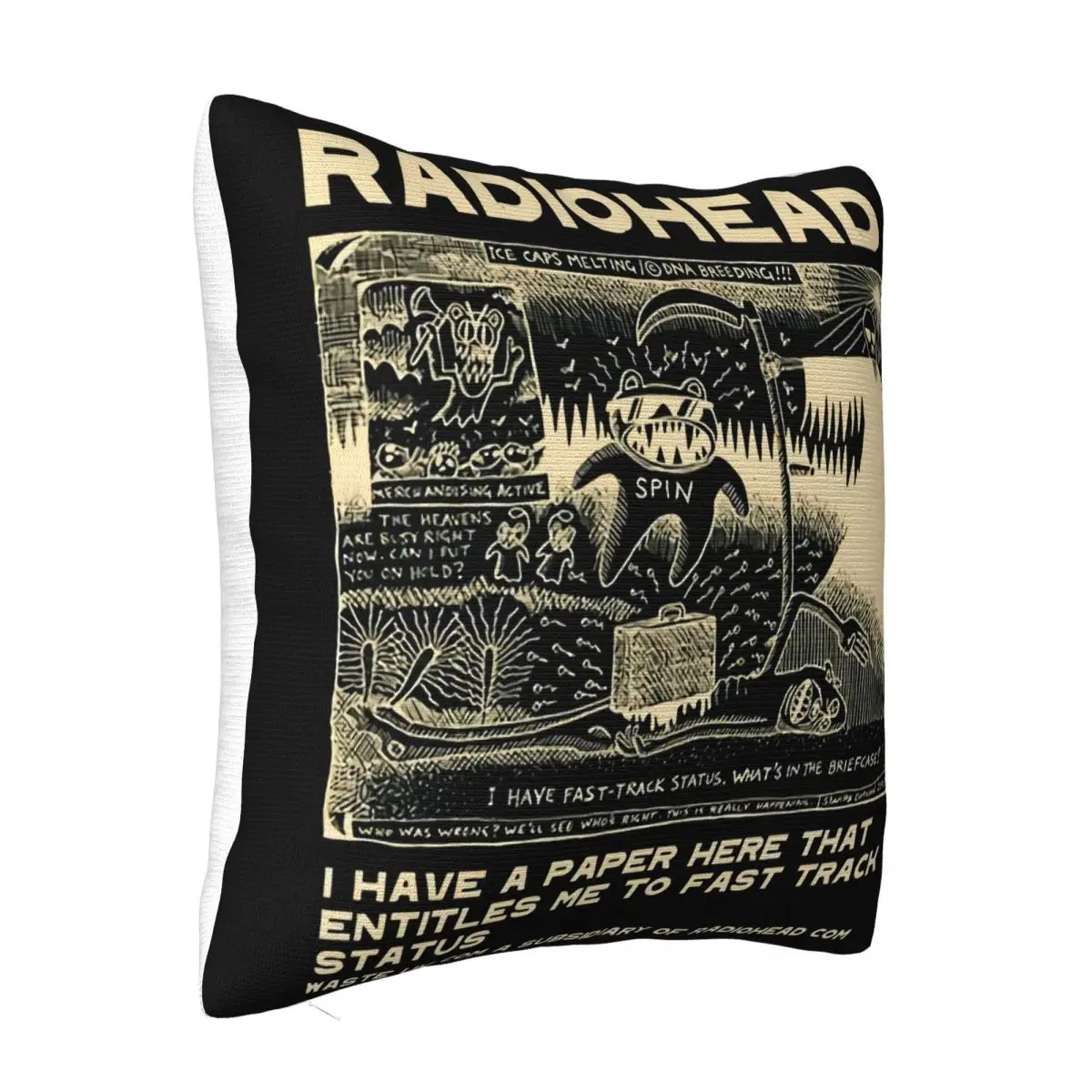 W A S T E Radiohead 2001 I Ten Ho Paper Uk Medium Size Spin Boy Low Price 3D Man Geek Pillow Case