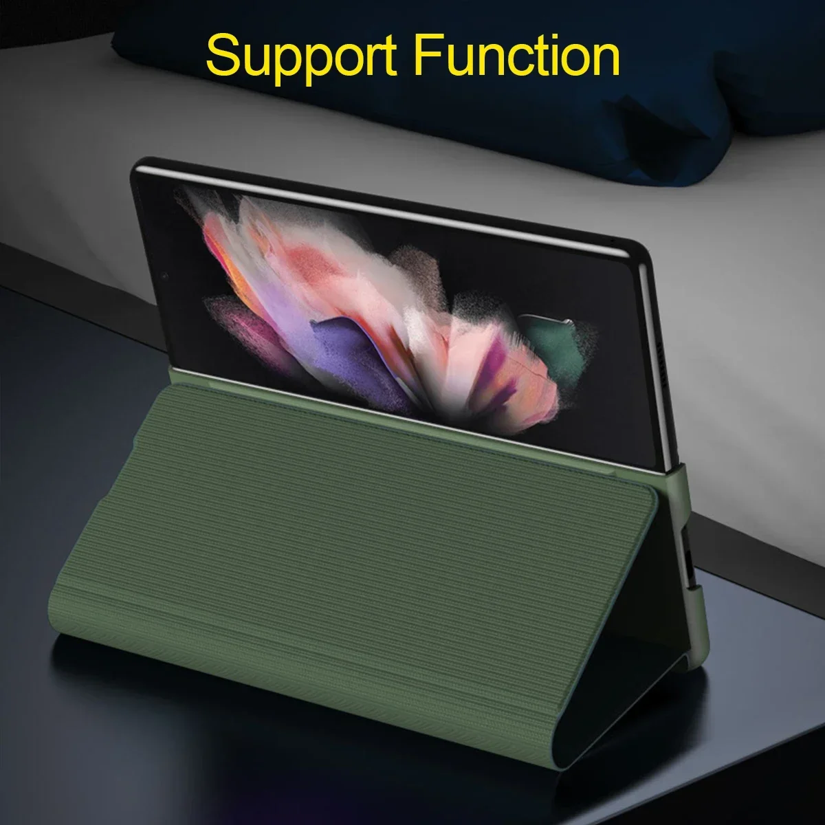 Funda for Samsung Galaxy Z Fold 6 Case Fiber Texture PU-Leather Holder Plastic Flip Cover for Samsung Z Fold 3 4 5 6 Fold6 Case