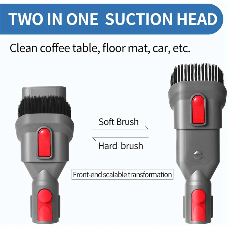 A24P For Dyson V15 V11 V10 V7 V8 Vacuum Cleaner Parts Flexible Extension Hose Mattress Tool Stiff Brush Soft Bristle Attachment