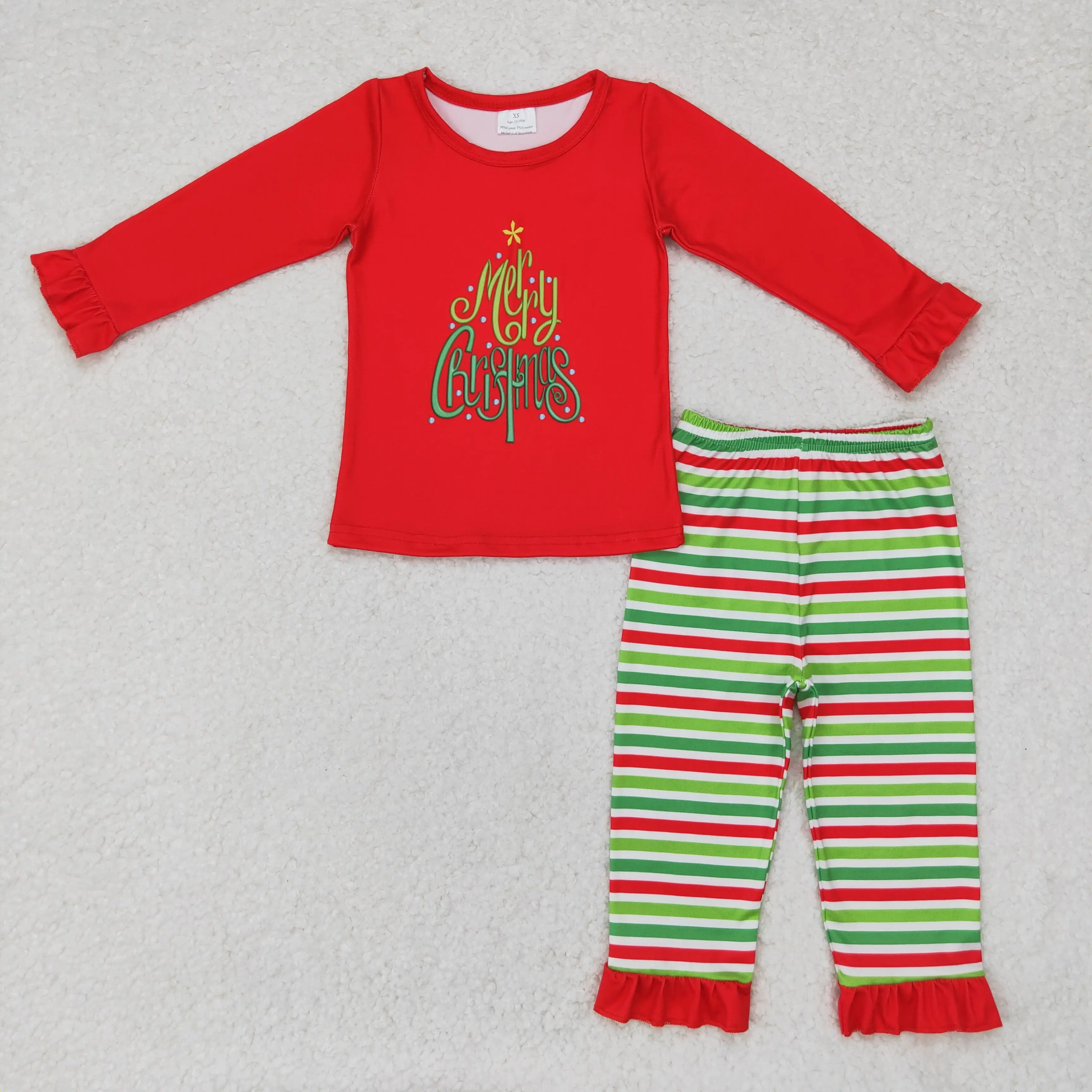 Pyjama assressentien coton pour bébé garçon et fille, ensemble de vêtements de nuit, pantalon à carreaux, arbre de Noël, tenue pour enfants, vente en gros