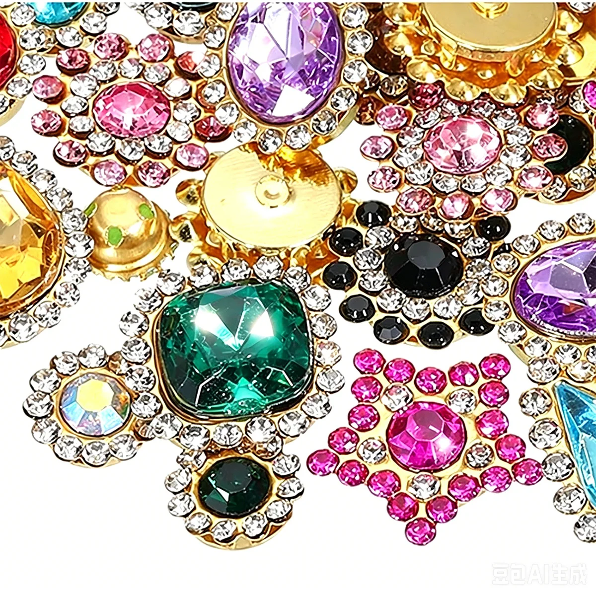 150 Stück vergoldete schwarze Kristall-Strass-Applikationen zum Aufnähen, glitzernde Legierungs-Dekorationsknöpfe für Kleidung und Accessoires – Detail 3
