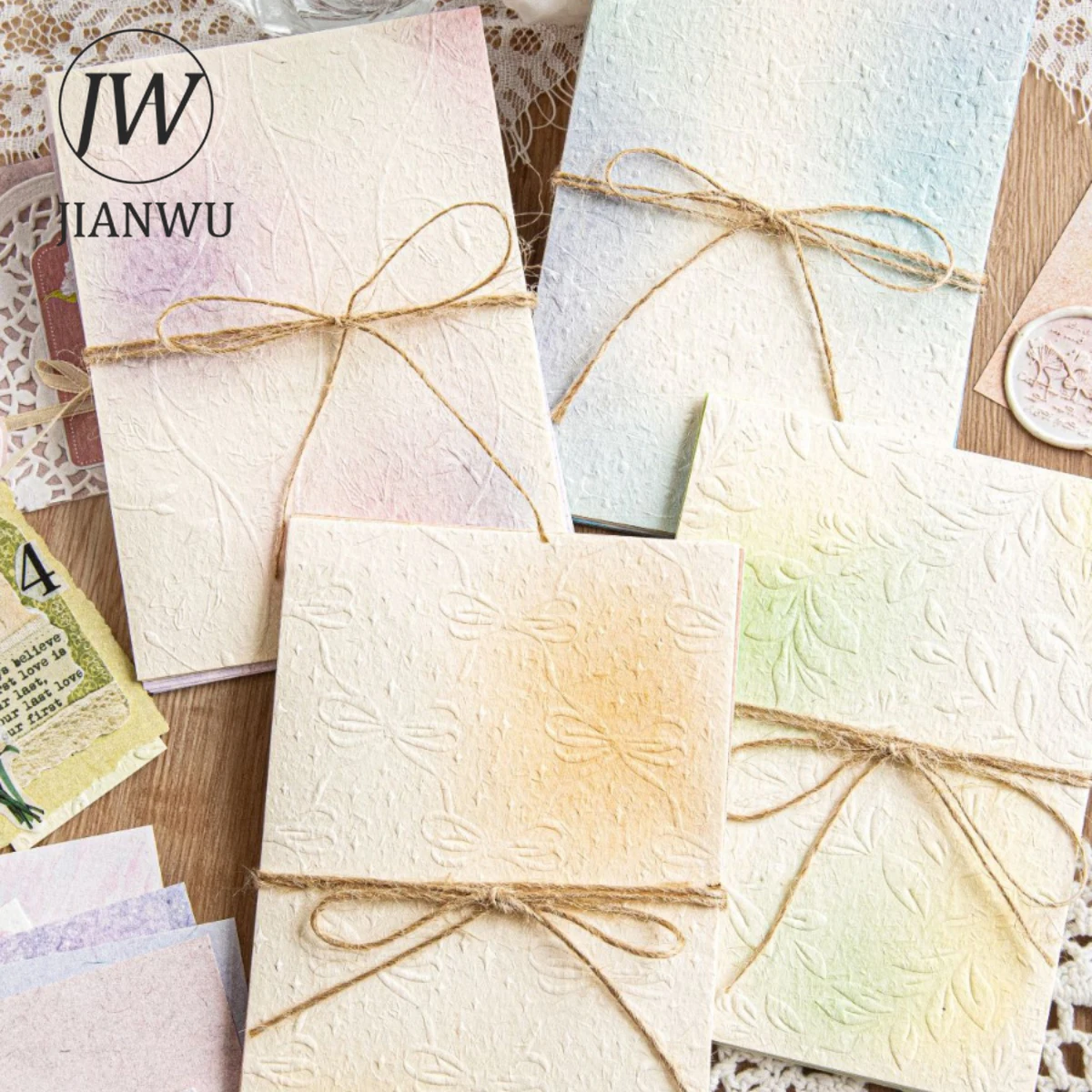 JIANWU Color Blush Series Vintage Watercolor Smudged Texture Collage Memo Pad Material Paper Creative DIY Journal Stationery