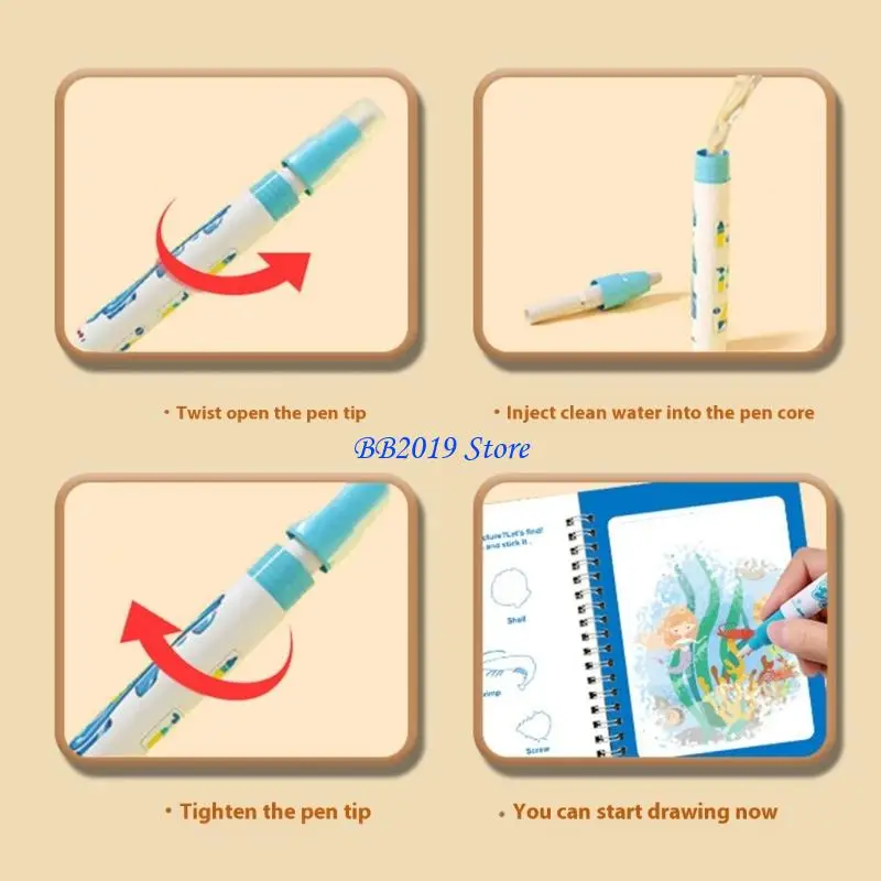 Q0KB-Juego tapete para dibujar agua para niños, juguete artístico viaje Transportable con Plan reciclable, mejora