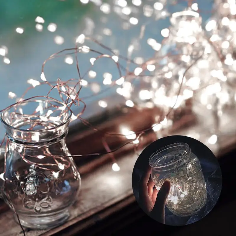 الأسلاك النحاسية الجنية أضواء بطارية تعمل LED سلسلة أضواء حفل زفاف داخلي عيد الميلاد الديكور أضواء جارلاند