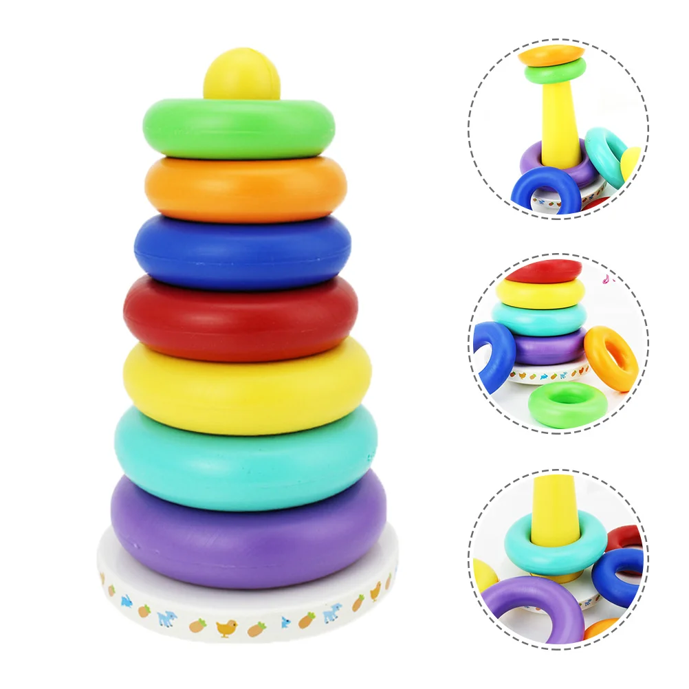 1Set Colorful Ring Stacking Game Educational Learning Plaything for Kids Early Cognitive Color Recognition Baby Educational
