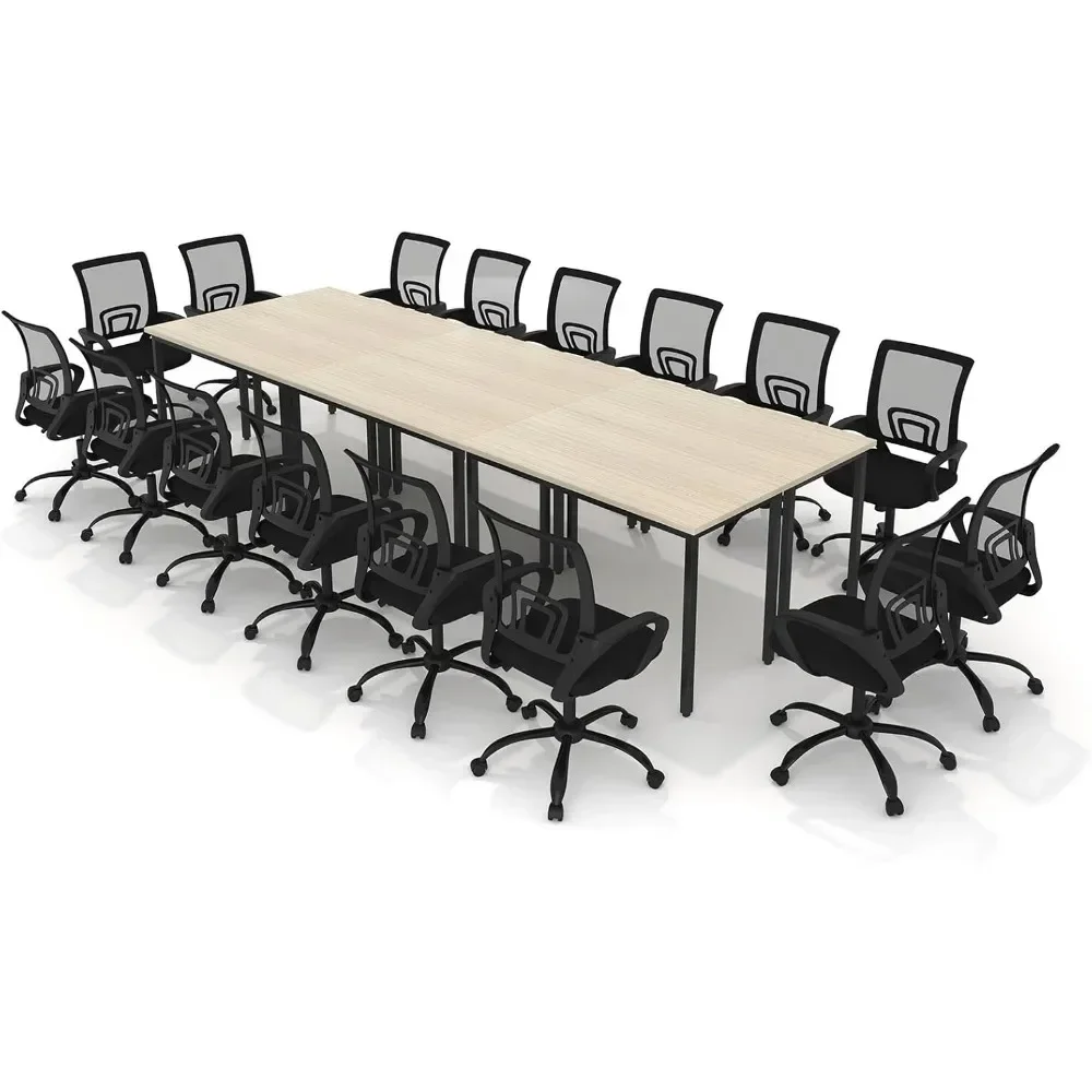 Conference Tables Chair Set, 142 x 47 x 30 Inches Table & 14pcs Chairs, Office Computer Desk and Chair Set for Meeting Room