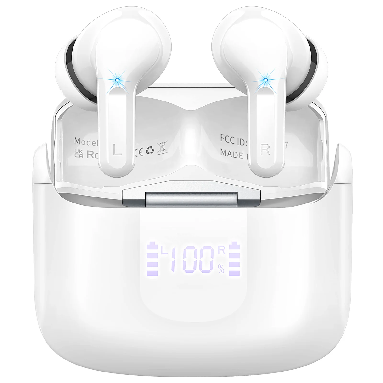 Wireless Earbuds, Bluetooth 5.3 Headphones Sports Headphones In Ear with 4 ENC Noise Cancelling Mic, 40H Playback , LED Display.