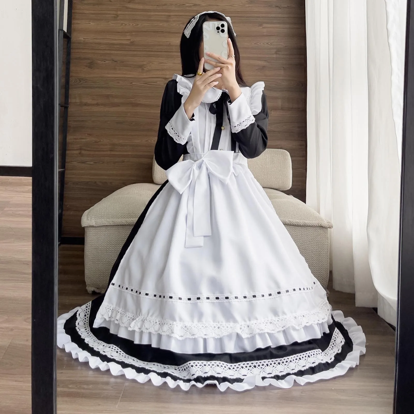 Fato de RPG de anime feminino, empregada doméstica, avental francês, conjunto de cosplay JK, escola de marinheiro, menina japonesa