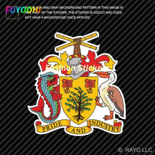 

He Is In Coat of Arms Sticker Decal Self Adhesive Vinyl Barbados Flag Meaning Suitable for Car Motorcycle Skateboard Decal Pvc