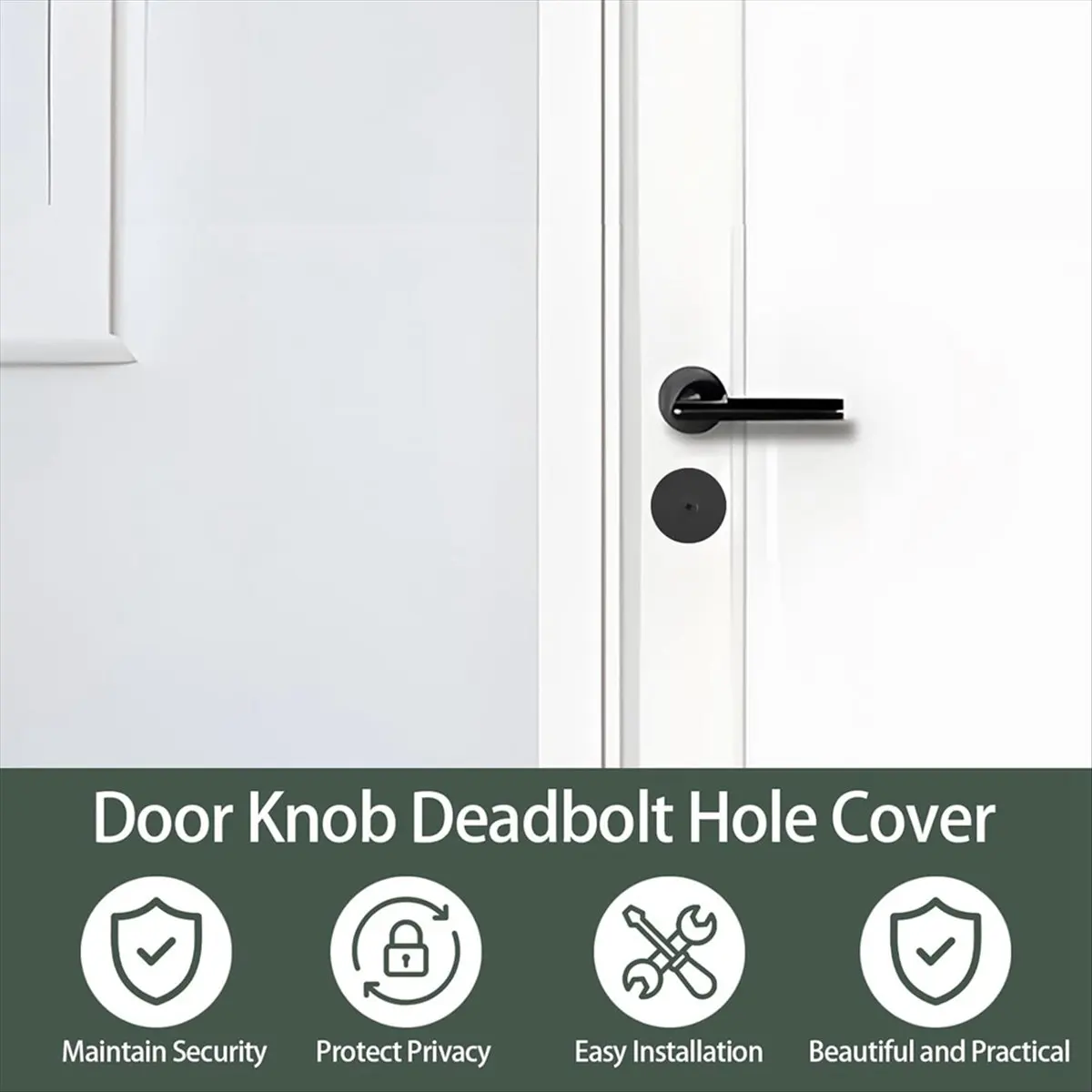 A56K 2 Set Door Hole Cover Plate,2-5/8 Inch Diameter Round Deadbolt Cover Plate,Door Knob Hole Cover Plate Black