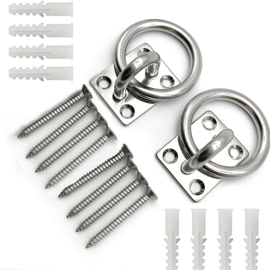 Stainless Steel Eyelet Plate with Ring Heavy Duty Ceiling Wall Mount Hook Hammock Plant Light Hanging Fixing Buckles Boat Anchor