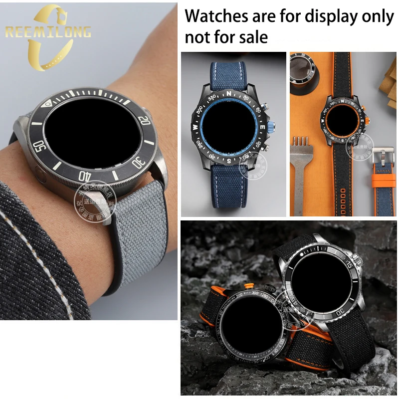 Bracelet de montre à fond en caoutchouc de silicone pour homme, tapis en cuir de vachette, noir, rouge, orange, Tudor, Black Bay FXD 1958, 20mm, 21mm, 22mm, 24mm