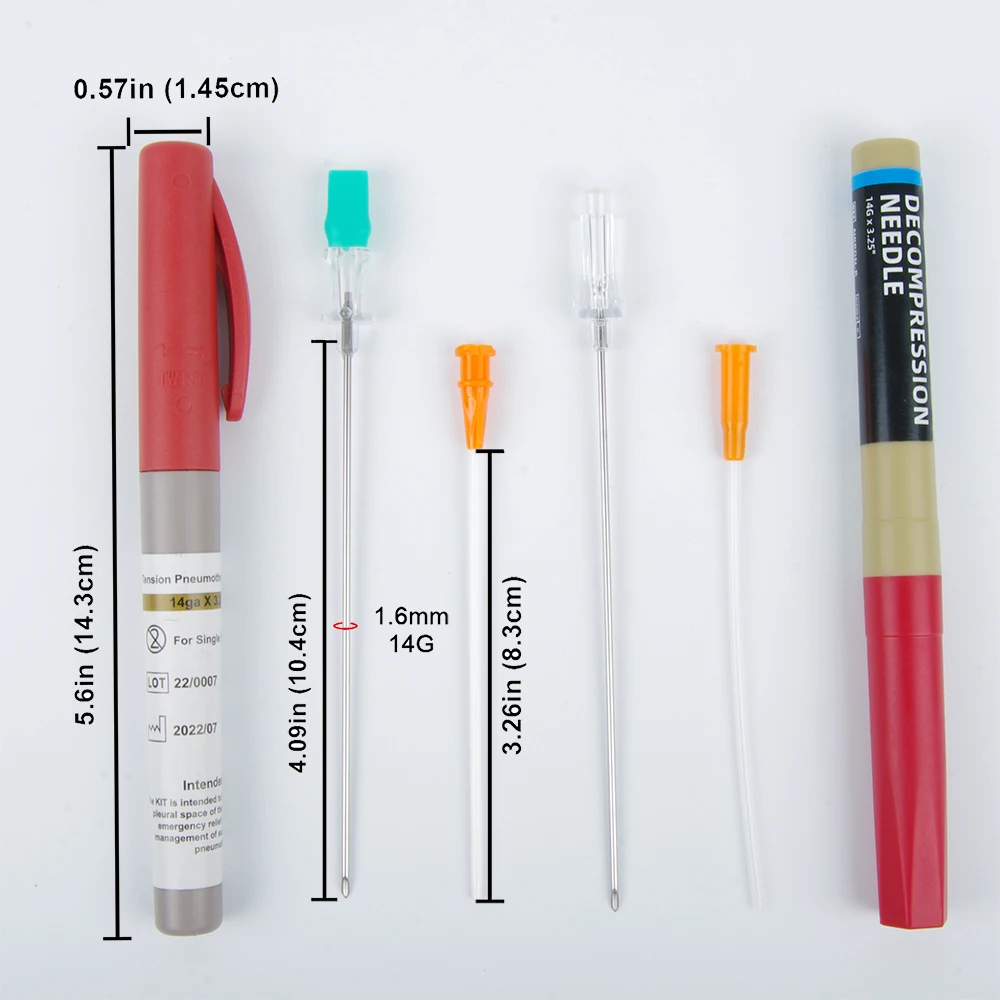 Sanke Rescue Pneumothorax เข็มการบาดเจ็บทางการแพทย์ Ifak หน้าอก Catheter Needlecatheter 50g เข็ม Decompression Chest First Aid Kit