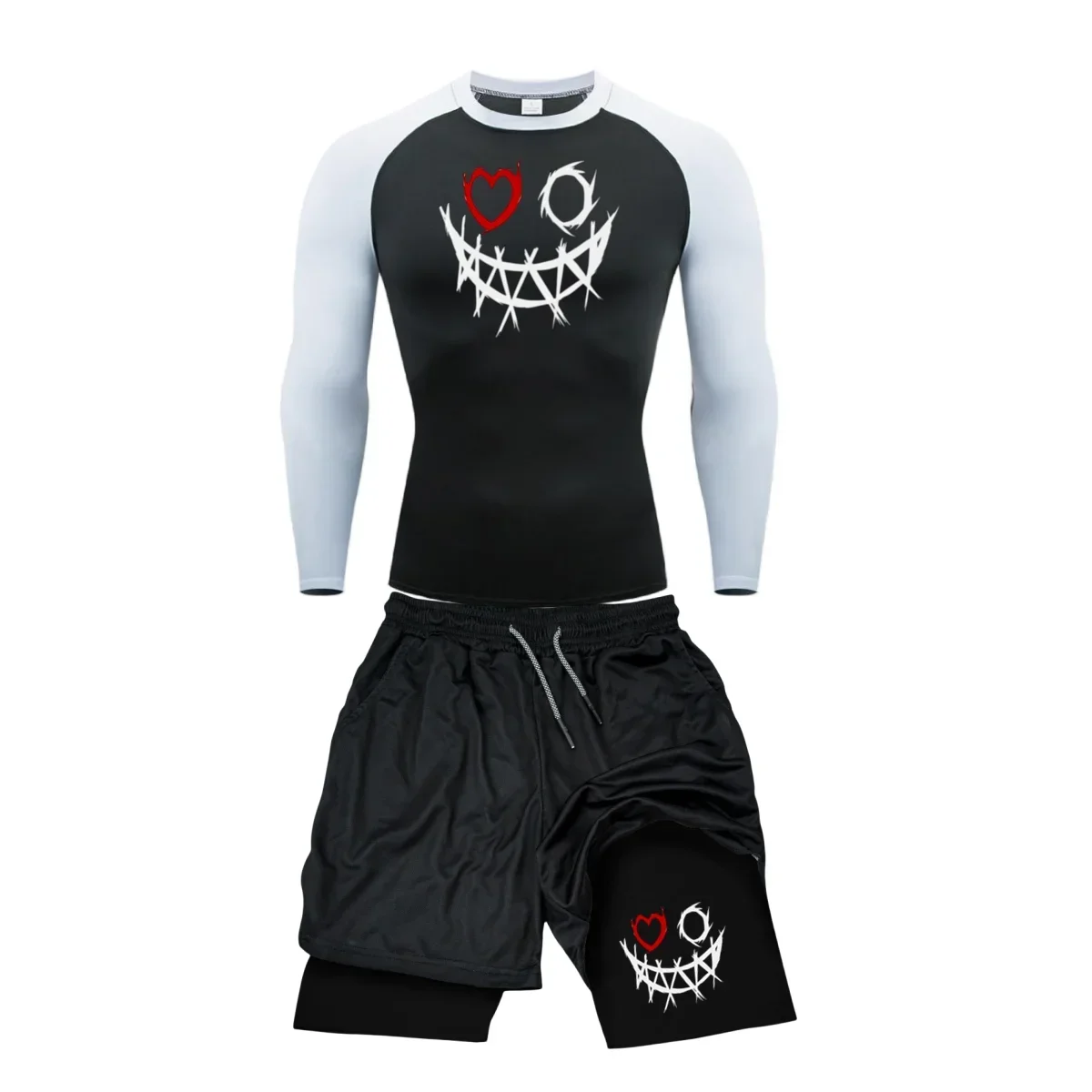 2 pezzi tuta sportiva a compressione da uomo PALESTRA sportiva attillata set da yoga allenamento jogging MMA abbigliamento fitness tuta pantaloni sportivi