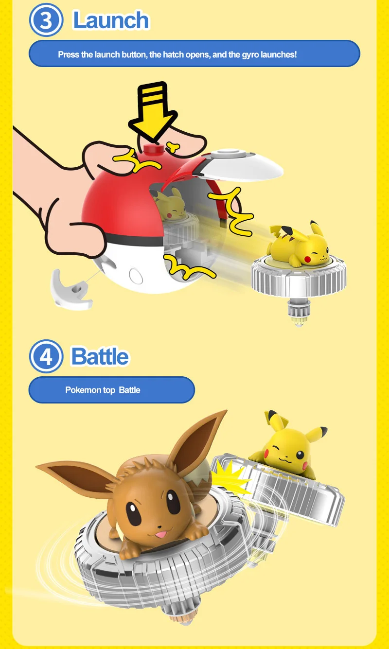 Original Pokemon Pikachu Kreisel Arena Cartoon Anime Figur Pull Monster Elf Ball Battle Game Boy Kinder Kind Geburtstagsgeschenk – Detail 6