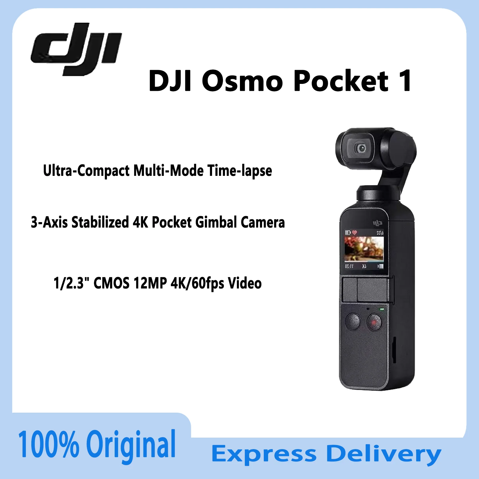 

Original DJI Osmo Pocket 1 Handheld 3 Axis Gimbal Camera 4K Video Pocket Size Stabilizer with High Bitrate for Content Creation