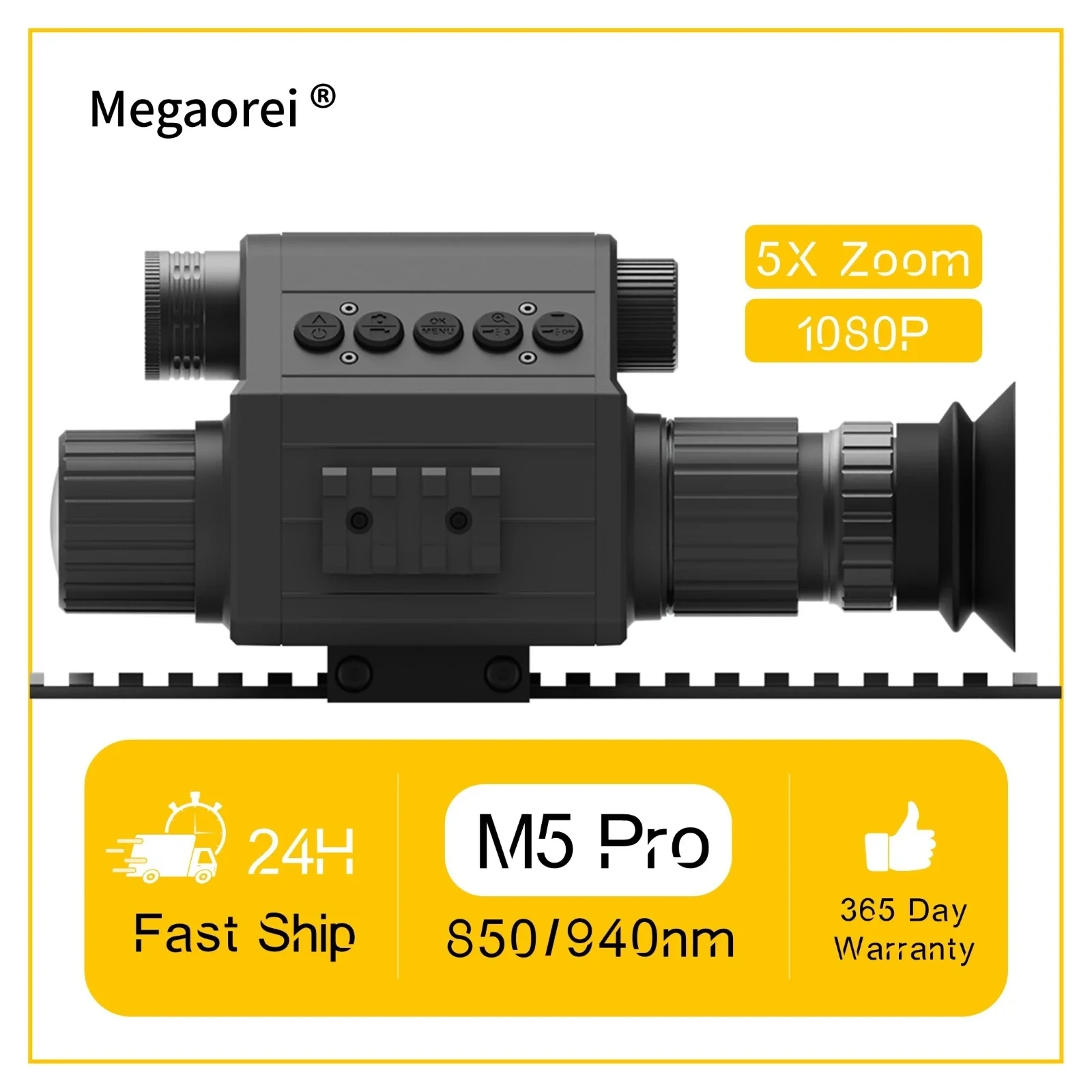 Night Vision 5X Digital Zoom As The Center of The Cross Riflescope 850/940nm IR HD 1080P Monocular Tactical Camera for Hunting