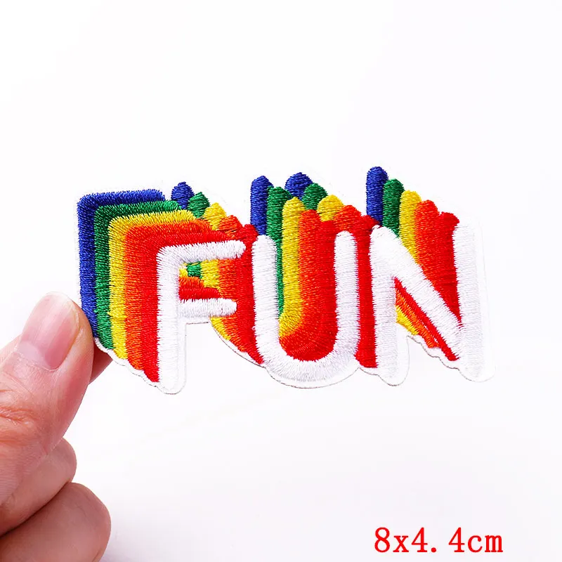 Cartoon Patch Rainbow LGBT Embroidered Patches On Clothes Sew Applique Iron On Patches For Clothing DIY Colourful Animal Patch